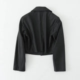 Women Suits Blazer Autumn Black Ultra Short One Button Leisure Suit