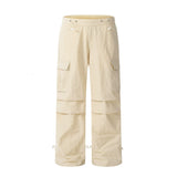 Men Sweatpants Multi-Pocket Cargo Pants Boys Loose Pleated Casual Straight Pants