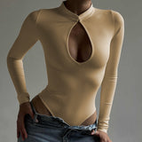 Women Jumpsuit Spring Sexy Turtleneck Hollow-out Long Sleeve Jumpsuit