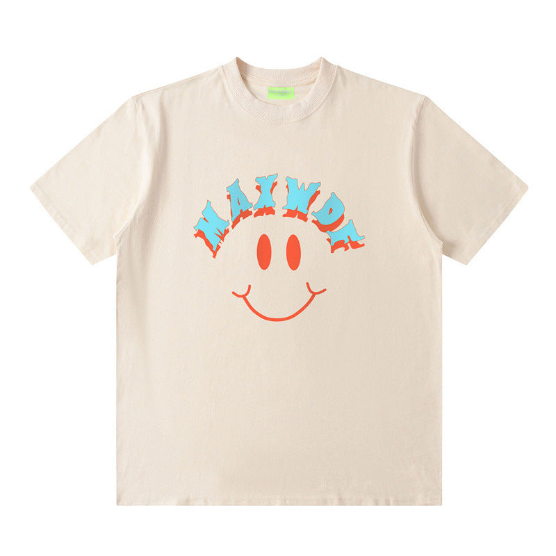 Men T Shirt Vintage Smiley Printed Short Sleeve T-shirt