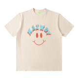 Men T Shirt Vintage Smiley Printed Short Sleeve T-shirt