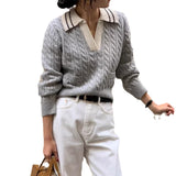 Women Knitwear Fall and Winter Lapels Knitwear Sweater