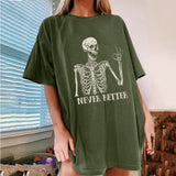 Halloween Drop Shoulder T-shirt Casual Vintage Never Better