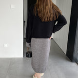 Women Knitted Two-Piece Set Knitted Cardigan Vest Skirt Two-Piece Set A3120