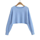 Women Sweater Knitwear Cropped Midriff-Baring Hoodie Knitwear Sweater