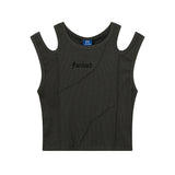 Women Vest Retro Drawstring Sleeveless T-shirt Vest