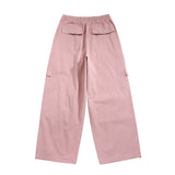 Men Sweatpants Velcro Pocket Wide-Leg Overalls Loose Casual Pants Trousers