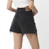 Women Shorts Ripped Burr Black Denim Shorts