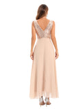 Women's Evening Gown Sexy Backless Chiffon Stitching Sequins Dress Evening Dress