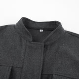 Women Trench Coat Women's Woolen Jacket Short Top Autumn and Winter Puff Sleeve Women's Clothing