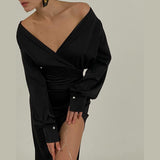 Women Dresses Long Sleeve Sexy Slit Dress Maxi Dress