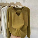 Women Knitted Pullover Autumn and Winter round Neck Knitwear Loose Top