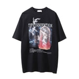 Men Vintage T-shirt Peace Dove Printed Washable Short Sleeve T-shirt