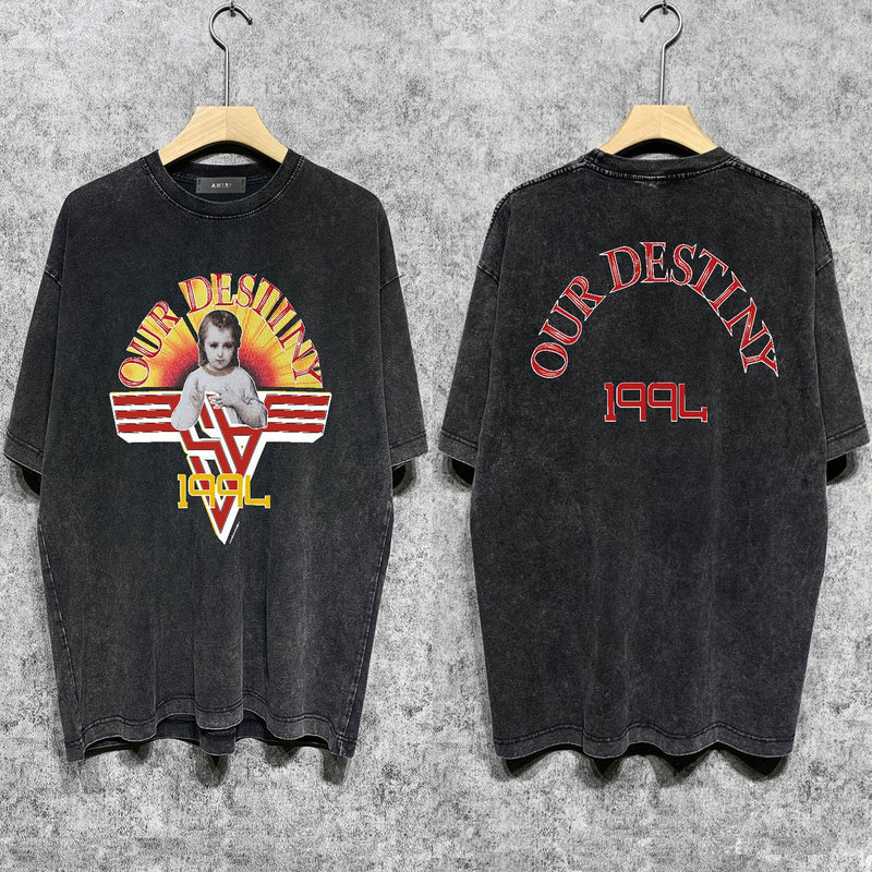 Amiri T Shirts Washed and Worn Retro Short Sleeve T-shirt