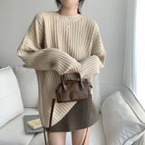 Women Knitted Pullover Autumn and Winter Loose Long-Sleeved Sweater Top