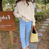 Women Knitwear Autumn and Winter round Neck Sweater Loose Knitted Cardigan