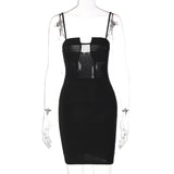 Women Dresses Spring Slim Fit Patchwork Sling Backless Dress
