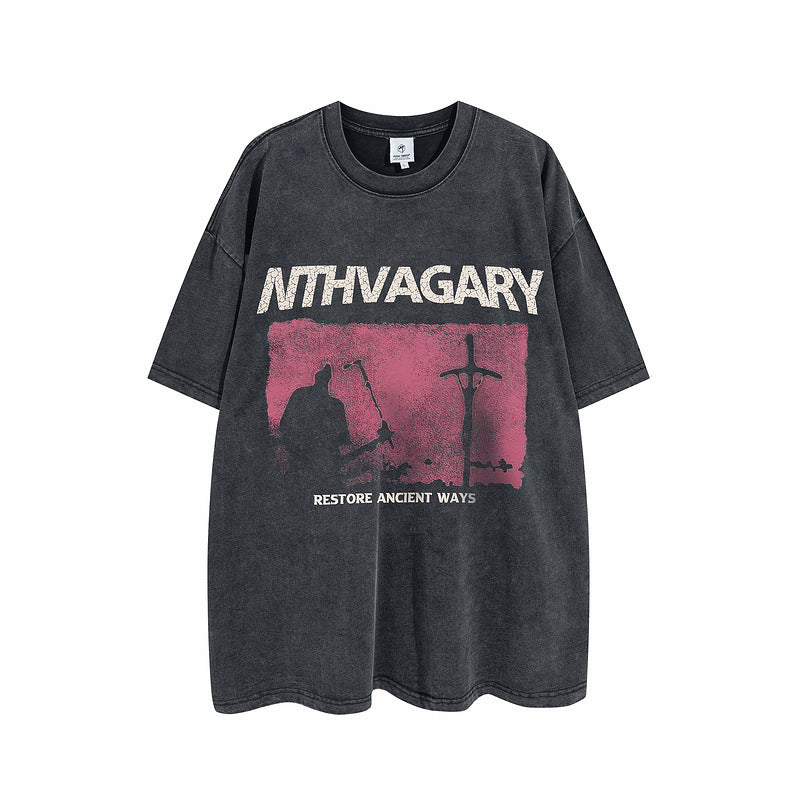 Men T Shirt Graffiti Loose Short Sleeve T-shirt