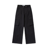 Men Sweatpants Solid Color Multi-Pocket Cargo Pants Men's Casual Loose Straight-Leg Wide-Leg Pants