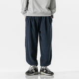 Men Pants Retro Drawstring Pocket Zipper Casual Polar Fleece Sweatpants