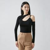 Women Sweater Knitwear Autumn Sexy Halter Shoulder-Baring Sweater