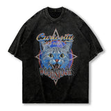 Men T Shirt Vintage Cartoon Print Distressed Half Sleeve T-shirt