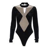 Women Jumpsuit Winter Sexy Mesh Slim Fit Long Sleeve Dress