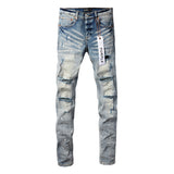 Purple Brand Jeans Blue with Holes Worn Jeans