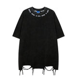 Men T Shirt Letter Embroidered Crew Neck Short Sleeve T-shirt