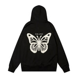 Men Hoodie Vintage Butterfly Affixed Cloth Embroidered Hooded Sweater