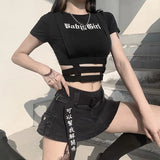 Women T-shirt Summer Sexy Slim-Fit Short-Sleeved Letter Printed T-shirt