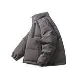 Unisex Winter Cotton Coat Stand-up Collar down Jacket Vintage Pocket Decorative down Jacket
