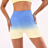 Women Yoga Sports Shorts Gradient Color Running Fitness Sports Pants