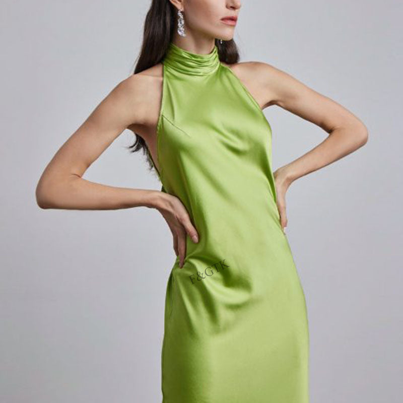 Women Dresses Spring Backless Sleeveless (Bla0420)