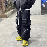 MIJKO Men Vintage Pants MIJKO Casual Pants Functional Multi-Bag Wide Leg Pants