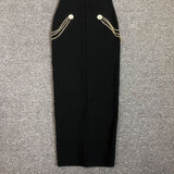Women Evening Dress Bandage Dress Evening Dress Chain Vintage Gown