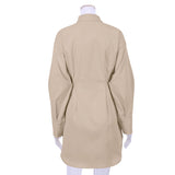 Women Dress Shirt Dress Autumn and Winter Long Sleeve A- line Dress