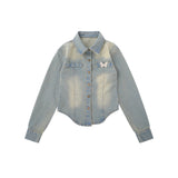 Women Jacket Butterfly Logo Denim Jacket