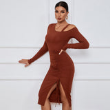 Women Dress off-Shoulder Autumn and Winter Sheath Long Sleeve Sexy Dress