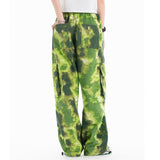 Men Sweatpants Tie-Dye Printing Casual Working Pants Loose Pockets Straight-Leg Trousers