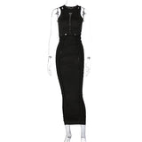 Women Dresses Summer Hollow Slim round Neck Sleeveless Dress