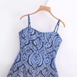 Women Dresses Summer Retro Spaghetti Straps Dress Backless Sexy (Xds0414)
