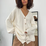 Ladies Leisure Knitwear Loose Knitted Sweater Women Casual Solid Color Autumn and Winter Cardigan