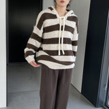 Women Winter Knitted Sweater Autumn and Winter Stripes Casual Loose Sweatshirt N2376