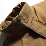 Unisex Winter Cotton Coat Zipper Pocket Decoration Stand-up Collar Cotton-Padded Clothes Vintage Loose Cotton Coat