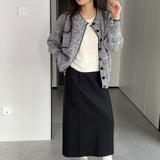 Women Cardigan Sweater Spring Cardigan Coat Black and White Button Sweater Coat 1t1308