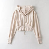 Women Jacket Double Zipper Patchwork Hoodie Women's Cardigan Jacket