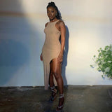 Women Dresses Spring Sexy round Neck Sleeveless Dress