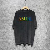 Amiri T Shirts Washed and Worn Retro Short Sleeve T-shirt