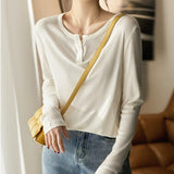 Women Knitted Pullover Casual round Neck Long Sleeve Knitted Top